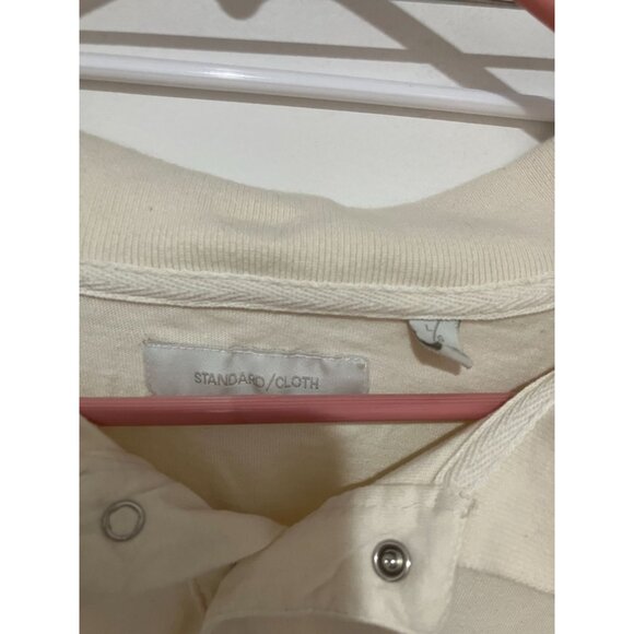 Standard/Cloth Men's Snap Button Polo Shirt, Cream, Size Large - Picture 3 of 3